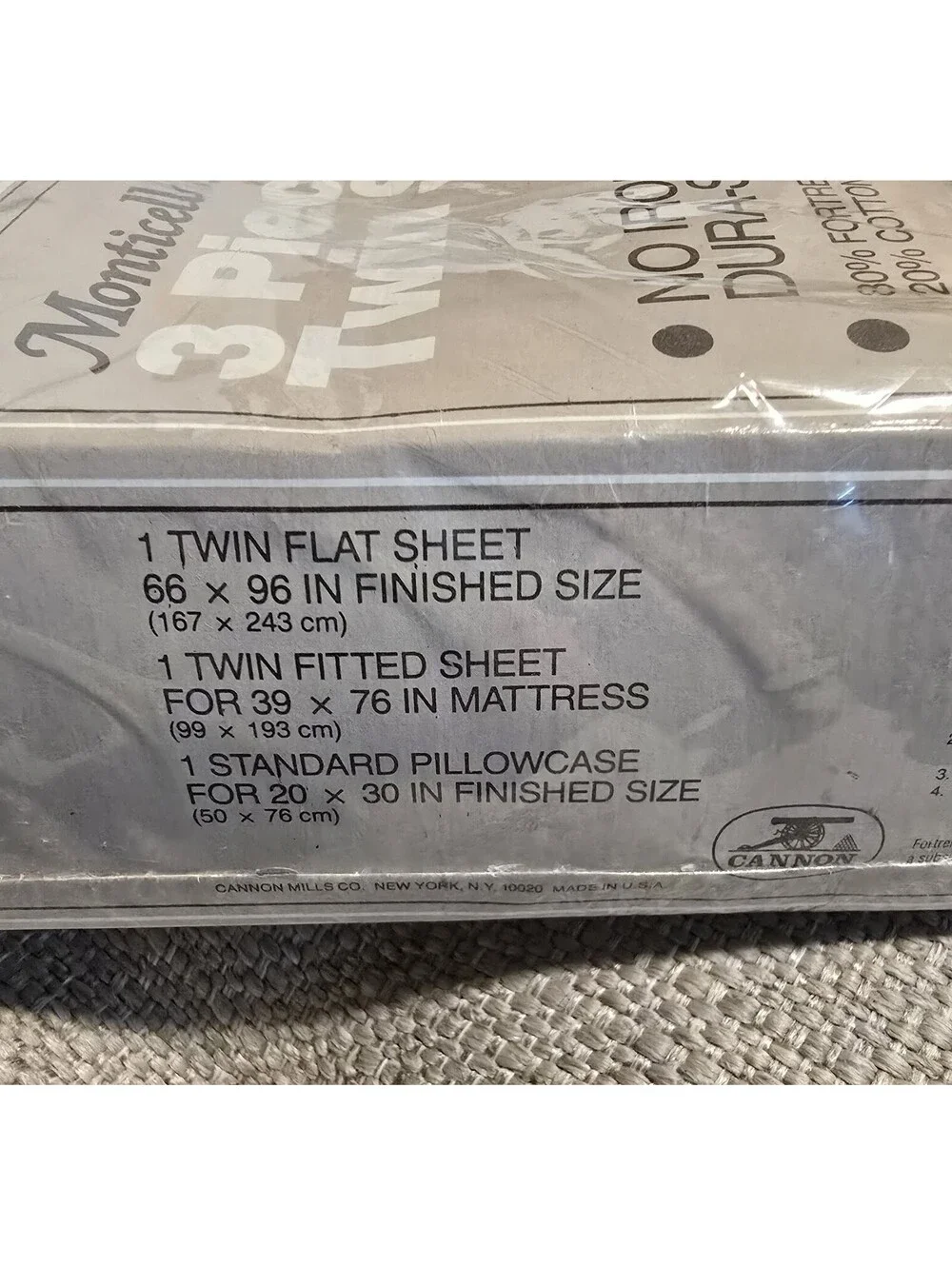 Vintage Cannon Monticello 3 Piece Twin Sheet Set Flowers Butterflies NEW